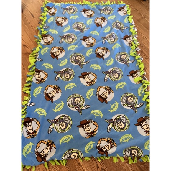 Vintage Disney Toy Story Handmade Handtied Fleece Blanket Throw HUGE 46x84